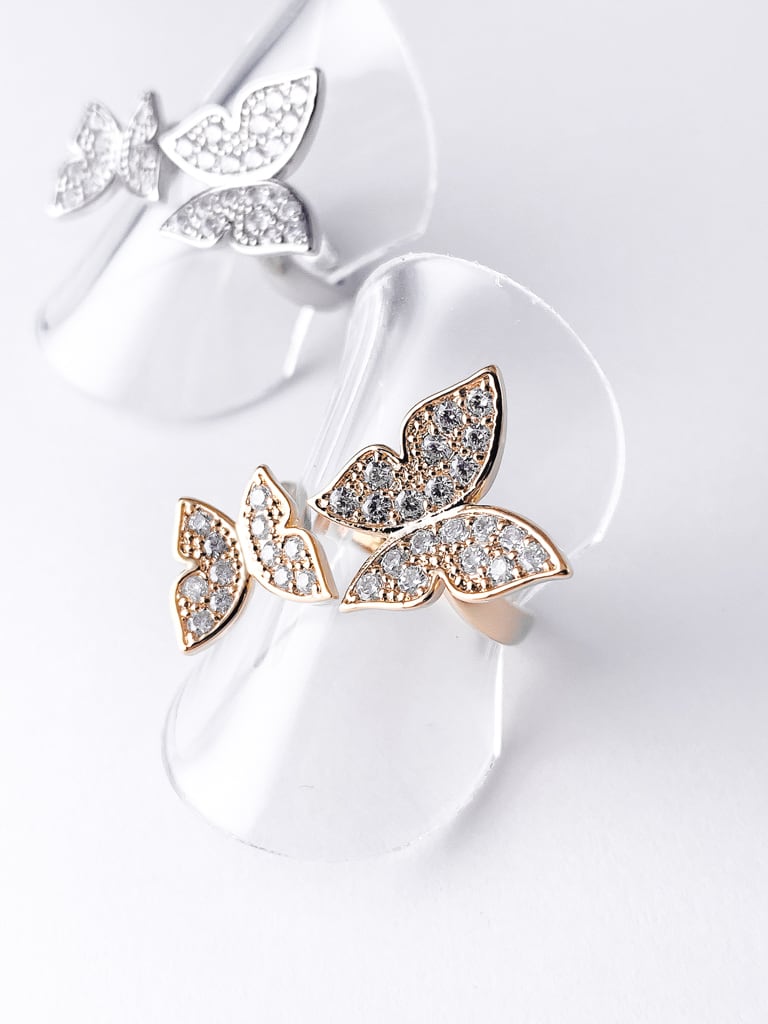 2 Crystal Butterfly ring