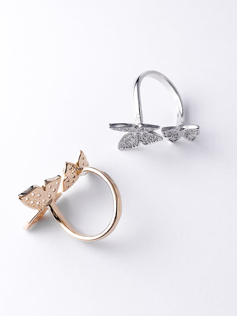 2 Crystal Butterfly ring